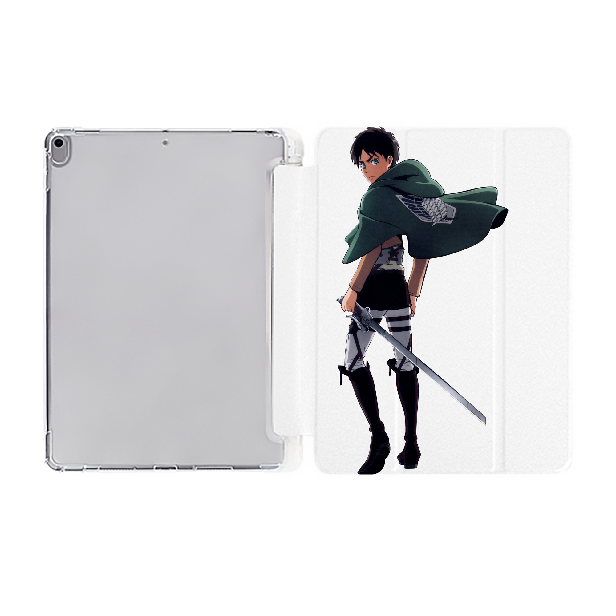 （画像用） 進撃の巨人 エレン･イェーガー Attack on Titan Eren Jäger IPad ケース ペン収納付き 三つ折りスタンド PUレザー×シリコン 対応機種9.5/10.5/10.9インチ